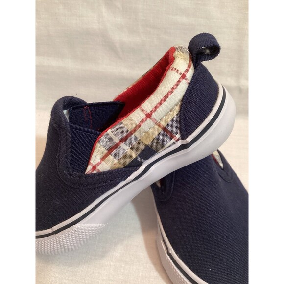 Gymboree Surf Style Boys Blue & Plaid Size 4 Toddler Slip On Canvas Shoes - Picture 4 of 13
